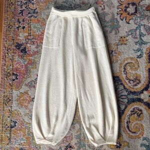 Free People Cream Textured Trousers